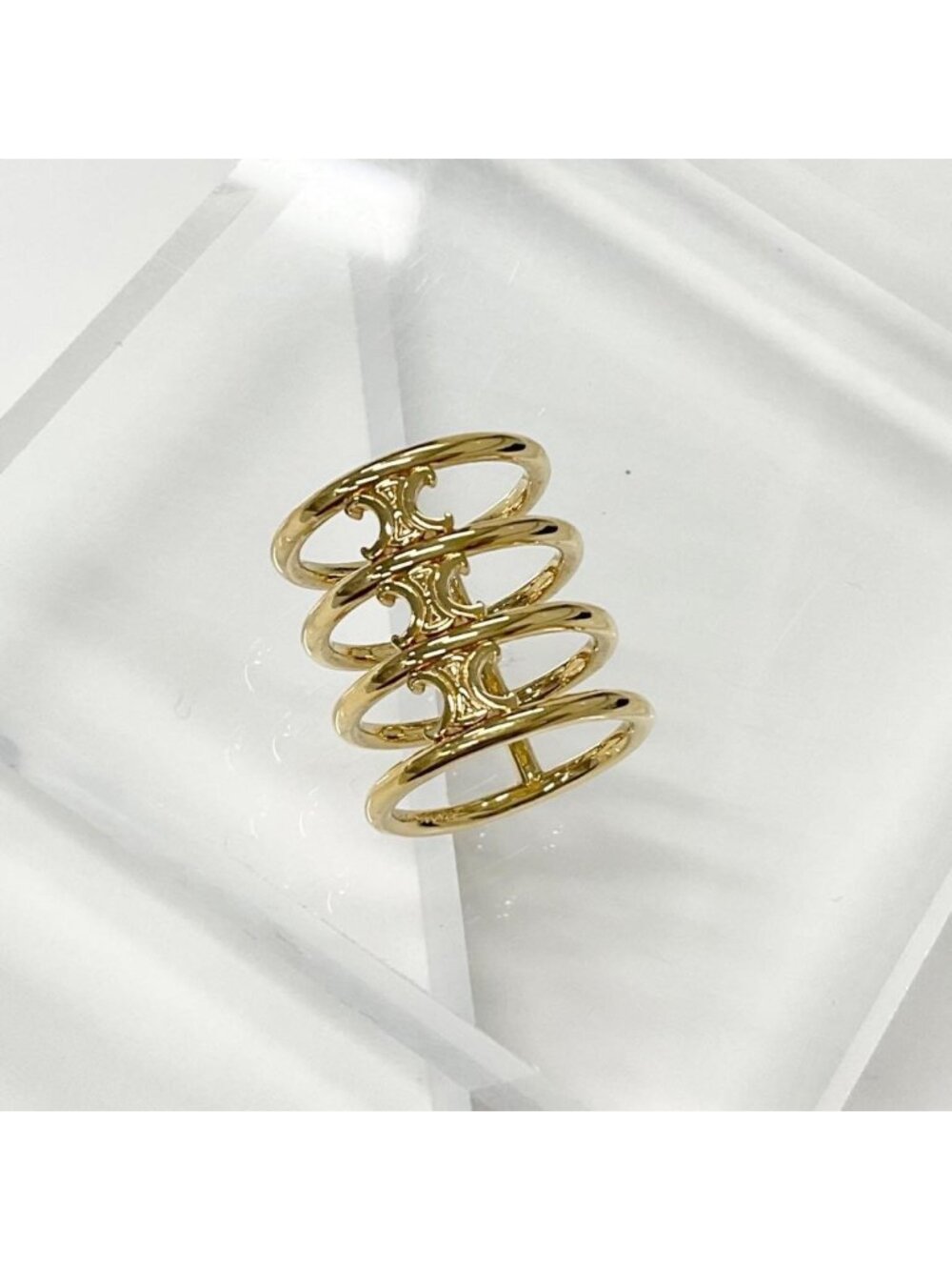 Celine Triomphe Cage Ring Logo Gold